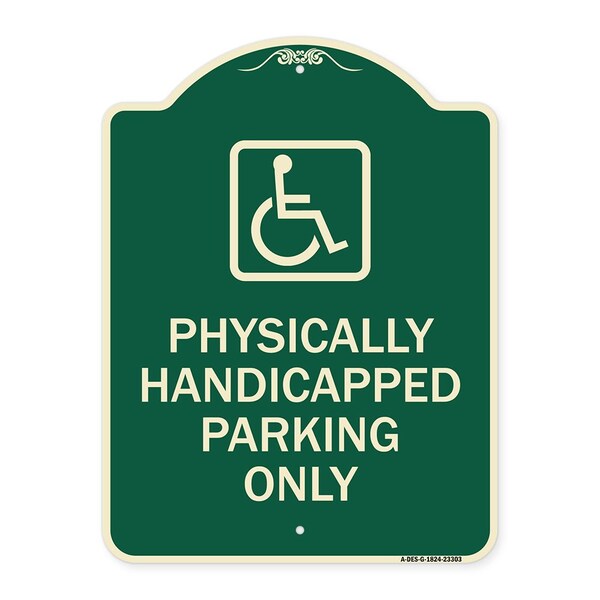 Physically Handicapped Parking W/ Graphic Heavy-Gauge Aluminum Sign, 24" x 18", G-1824-23303